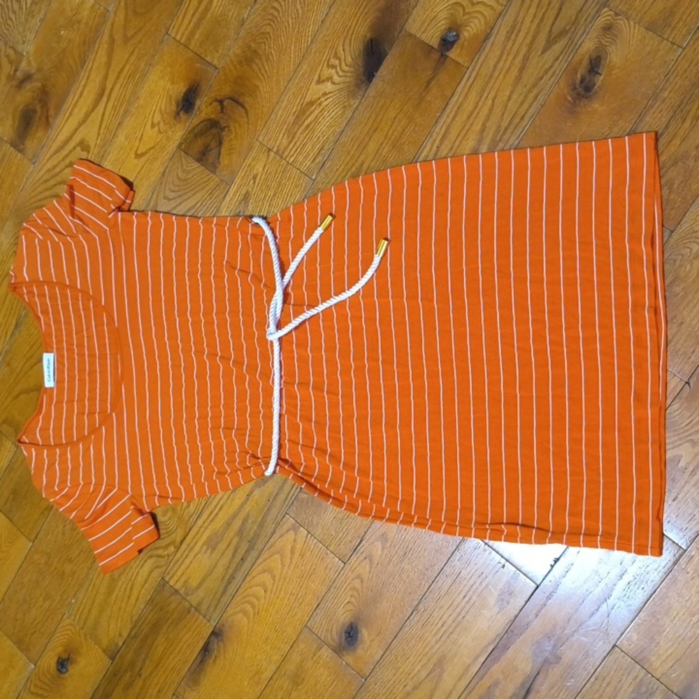 🧡Calvin Klein Orange Striped Dress